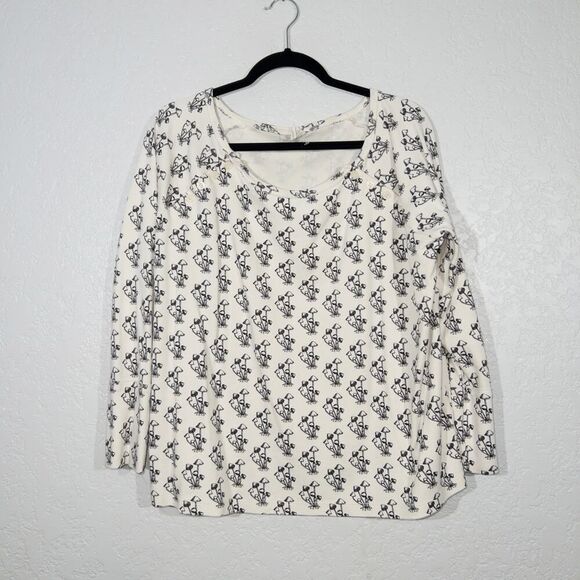Kate Quinn Cream‎ Mushroom All Over Print Top Size XL - Picture 1 of 5